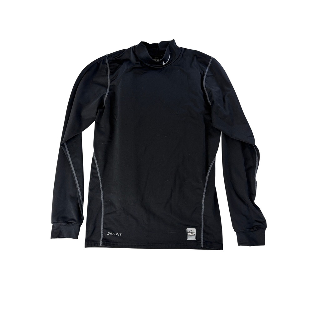 Nike Pro Long Sleeve Shirt Mens S Fitted Dri-FIT Mock Neck Black Base Layer